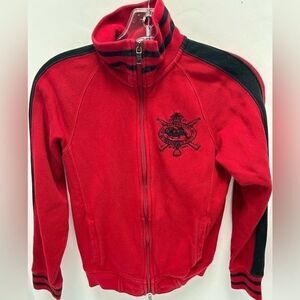 RALPH LAUREN SPORT Vintage Red Full Zip Sweatshirt Triple Pony Crest Size‎ XS